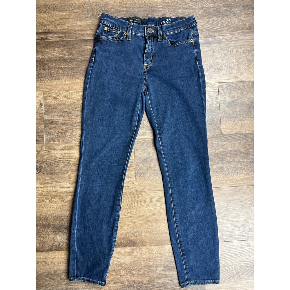 J. crew dark wash toothpick denim jeans, 27 Zippered closure style 07076